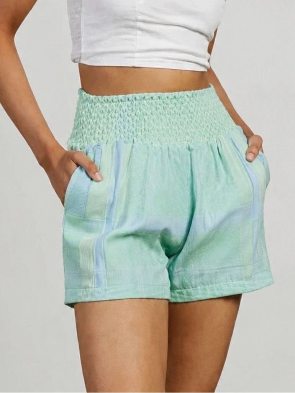 Cecilie Copenhagen Teresa Cotton Shorts Blue Green Medium